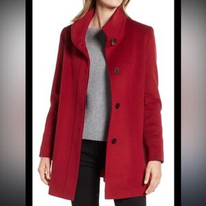 Fleurette Placket Front Wool Car Coat In Currant Size 14